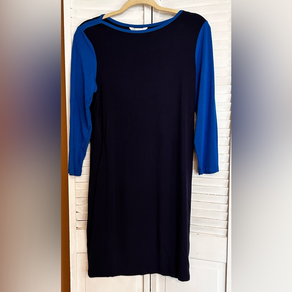 Charming Charlie Size Small NWT Blue colorblock jersey long sleeve comfy dress